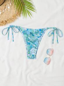 SHEIN Swim 滿版圖案側繫帶泳衣下裝 - 彩色 - 查看 3