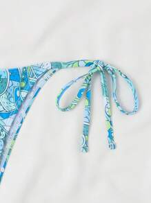 SHEIN Swim 滿版圖案側繫帶泳衣下裝 - 彩色 - 查看 6