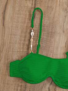 Chain Linked Underwire Bikini Top - Green - View 3