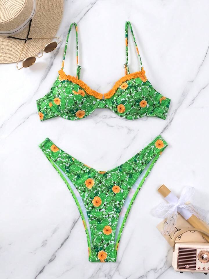 AGNEL【送料込】Swan Bikini Bra＆Swan skirt SET L'AGENCE Baroque Annabelle Triangle Bikini Top | Saks Fifth