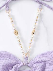 SHEIN Chain Linked Halter Bikini Set - Lilac Purple - View 7