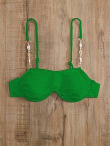 Chain Linked Underwire Bikini Top - Green - View 4