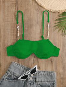 Chain Linked Underwire Bikini Top - Green - View 5