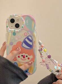 1pc Transparent 3d Wave Design Colorful Joker Phone Case Compatible With IPhone 11 12 13 14promax15promax - Multicolor - View 1