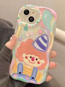 1pc Transparent 3d Wave Design Colorful Joker Phone Case Compatible With IPhone 11 12 13 14promax15promax - Multicolor - View 2