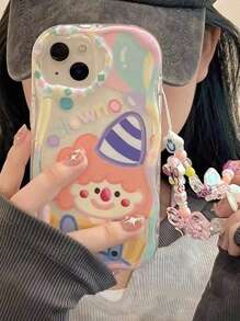 1pc Transparent 3d Wave Design Colorful Joker Phone Case Compatible With IPhone 11 12 13 14promax15promax - Multicolor - View 3