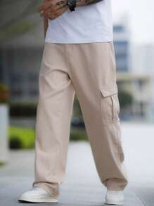 Manfinity Men Flap Pocket Side Cargo Jeans - Apricot - View 4