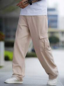 Manfinity Men Flap Pocket Side Cargo Jeans - Apricot - View 6