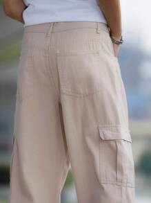 Manfinity Men Flap Pocket Side Cargo Jeans - Apricot - View 7