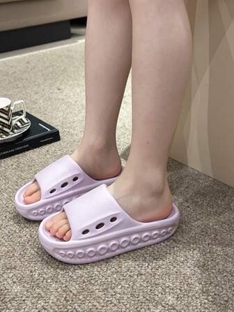 Girls Hollow Out Single Band Fashionable Slippers Indoor