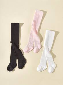 3雙女嬰素色休閒褲襪適用於日常 - 彩色 - 查看 3