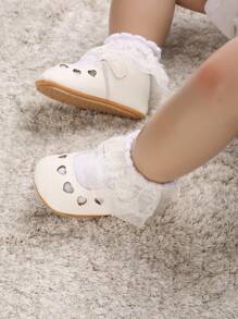 Infant Girls Hollow Out Mary Jane Flats For Spring & Autumn - White - View 3