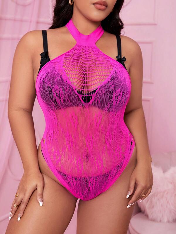 Plus Hollow Out Teddy Bodysuit Without Lingerie Set SHEIN USA