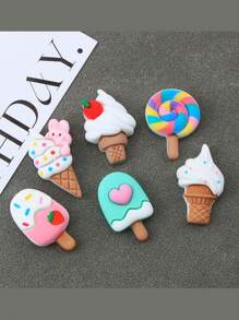 Random Bundle Of 10 Cartoon Design Rabbit & Ice Cream Shaped Diy Accessories And Material For Earrings, Hair, Stationery, Phone Case, Keychain, Cup, Shoes And Refrigerator Decoration With Gift Double-Sided Adhesive Tape - Multicolor - View 5