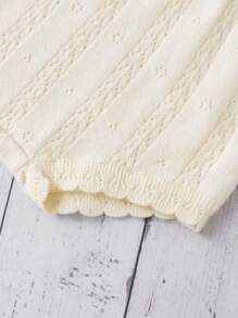 嬰兒肩上打結針織吊帶上衣和針織短褲 - 杏色 - 查看 4