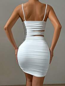 Allurite Cut Out Ruched Cami Bodycon Dress