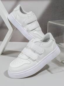 Girls Hook-and-loop Fastener Design Sporty Skate Shoes Outdoor - White - View 3