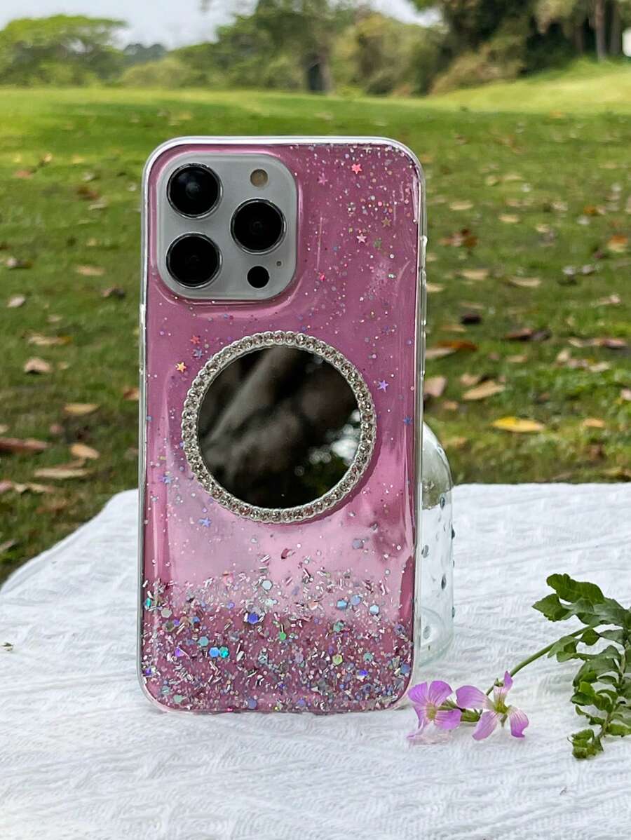 Glitter Phone Case With Stand-Out Holder - Pink - View 1