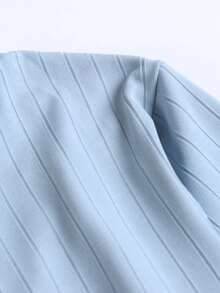 Áo thun Plus size Gân đan màu trơn Giải trí - Màu xanh lam - Xem 3