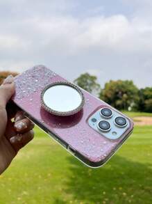 Glitter Phone Case With Stand-Out Holder - Pink - View 7