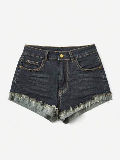 Grunge Punk Shorts vaqueros de cintura baja, elásticos y con flecos, de estilo vintage y casual para la escuela