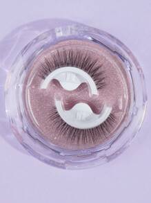 Magefy 自然飽滿的一對假睫毛,自粘而無需膠水,蓬鬆纖細適用於日常使用的漫畫假睫毛,旅行必備品 - 黑色 - 查看 2