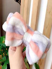 條紋圖案蝴蝶結裝飾潔面彩妝髮箍 - 彩色 - 查看 2