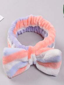 條紋圖案蝴蝶結裝飾潔面彩妝髮箍 - 彩色 - 查看 3