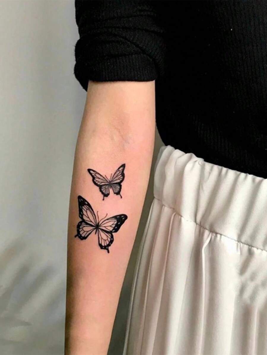 1pc Waterproof Long-lasting Temporary Butterfly Tattoo Sticker - Black - View 1