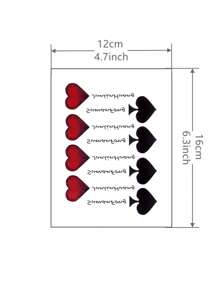 1sheet Letter & Heart Print Tattoo Sticker - Multicolor - View 3