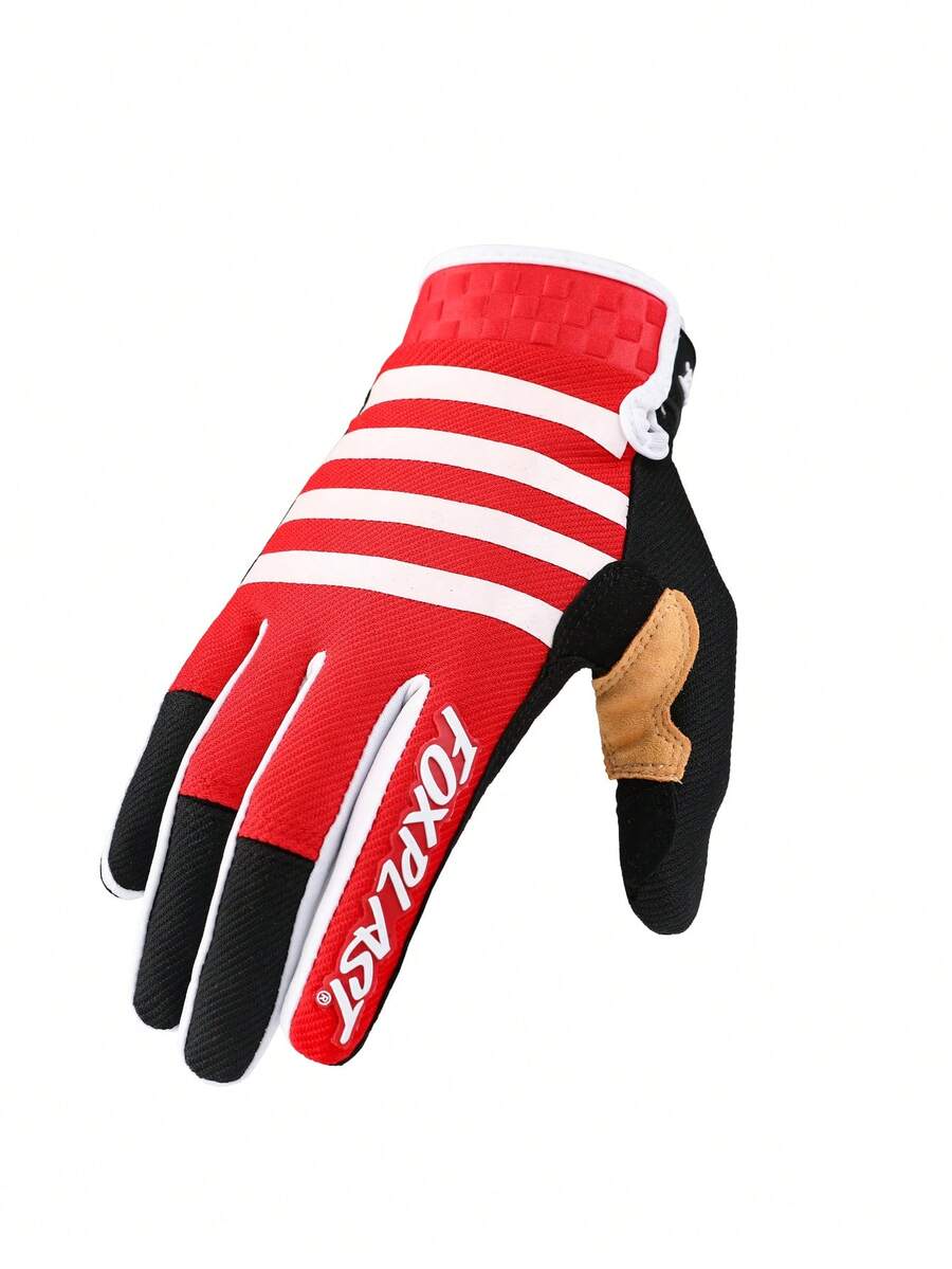 1pair Touch Screen Full Finger Summer Motorcycle Motocross Racing Gloves - Red - View 1