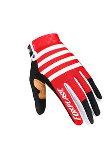 1pair Touch Screen Full Finger Summer Motorcycle Motocross Racing Gloves - Red - View 2