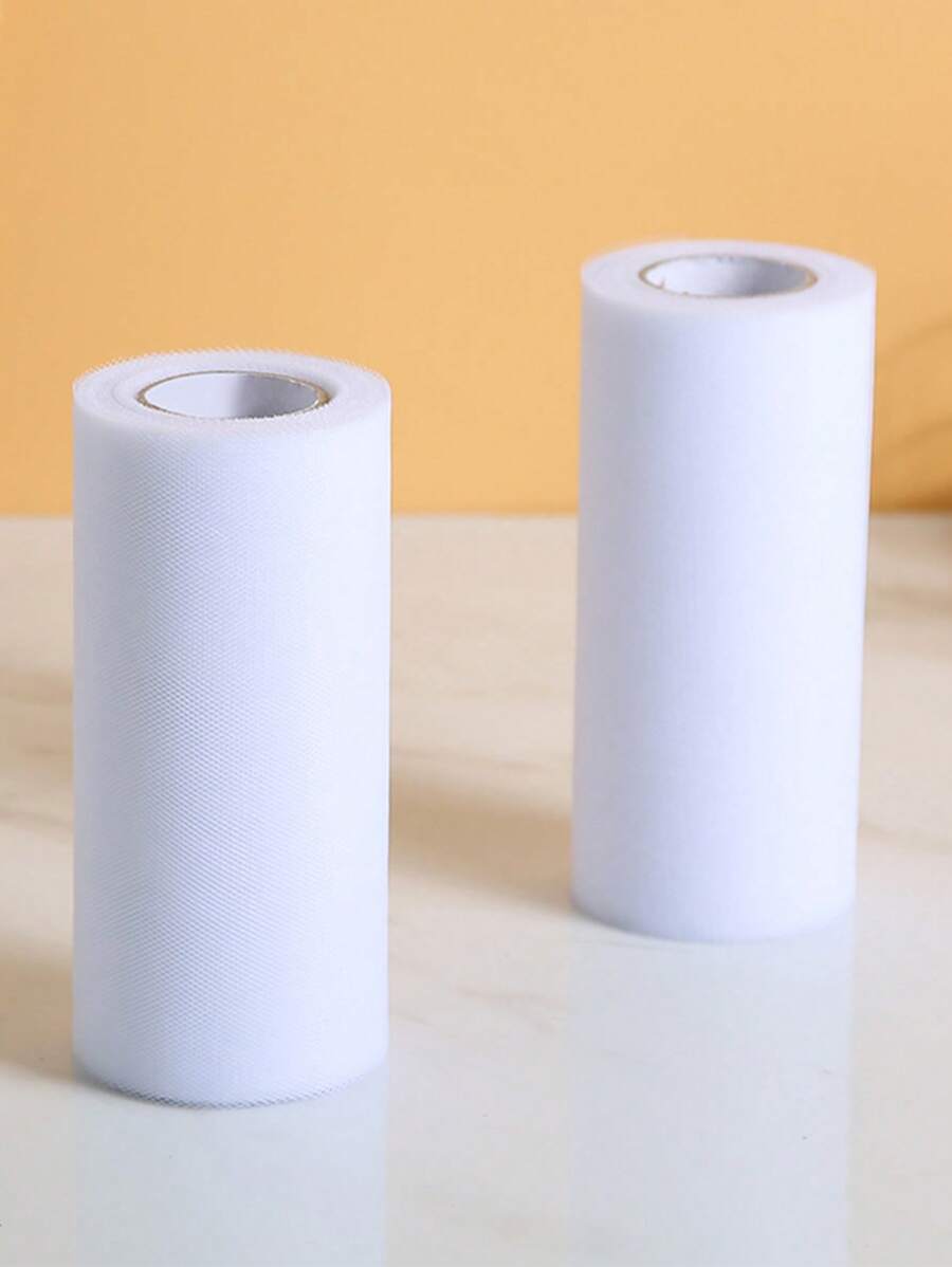 1 pieza Rollo de tul blanco para tutú DIY para bodas, fiestas, faldas de mesa y decoración, Navidad - Blanco - Ver 1