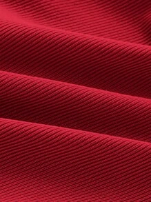 SHEIN ICON Áo khoác và áo lót dành cho xe tăng nữ Cắt ra Nhẫn Xù Buộc lại màu trơn Giải trí - Đỏ - Xem 3