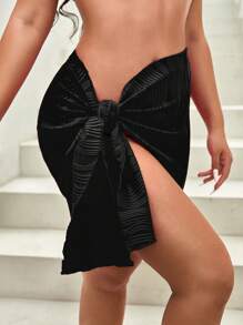 SHEIN SXY Váy nữ Thắt nút màu trơn Gợi cảm - màu đen - Xem 4