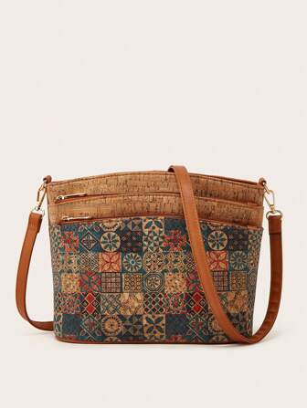 zijinling Geometric Pattern Dome Bag Medium Zipper