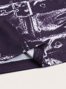 SHEIN ICON Body Heat Map & Buckle Print Tank Top - Purple - View 3