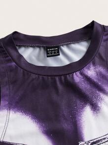SHEIN ICON Body Heat Map & Buckle Print Tank Top - Purple - View 4