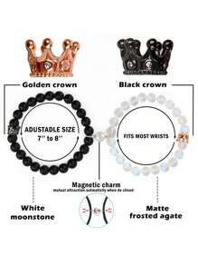 2 cái/bộ Vòng Tay Trang Trí Vương Miện Mã Não Thời Trang Cho Cặp Đôi Để Trang Trí Hàng Ngày - Nhiều màu - Xem 3