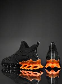 Men Textured Slip On Sneakers, Style With Hoodie Sporty Mesh Running Shoes For Outdoor