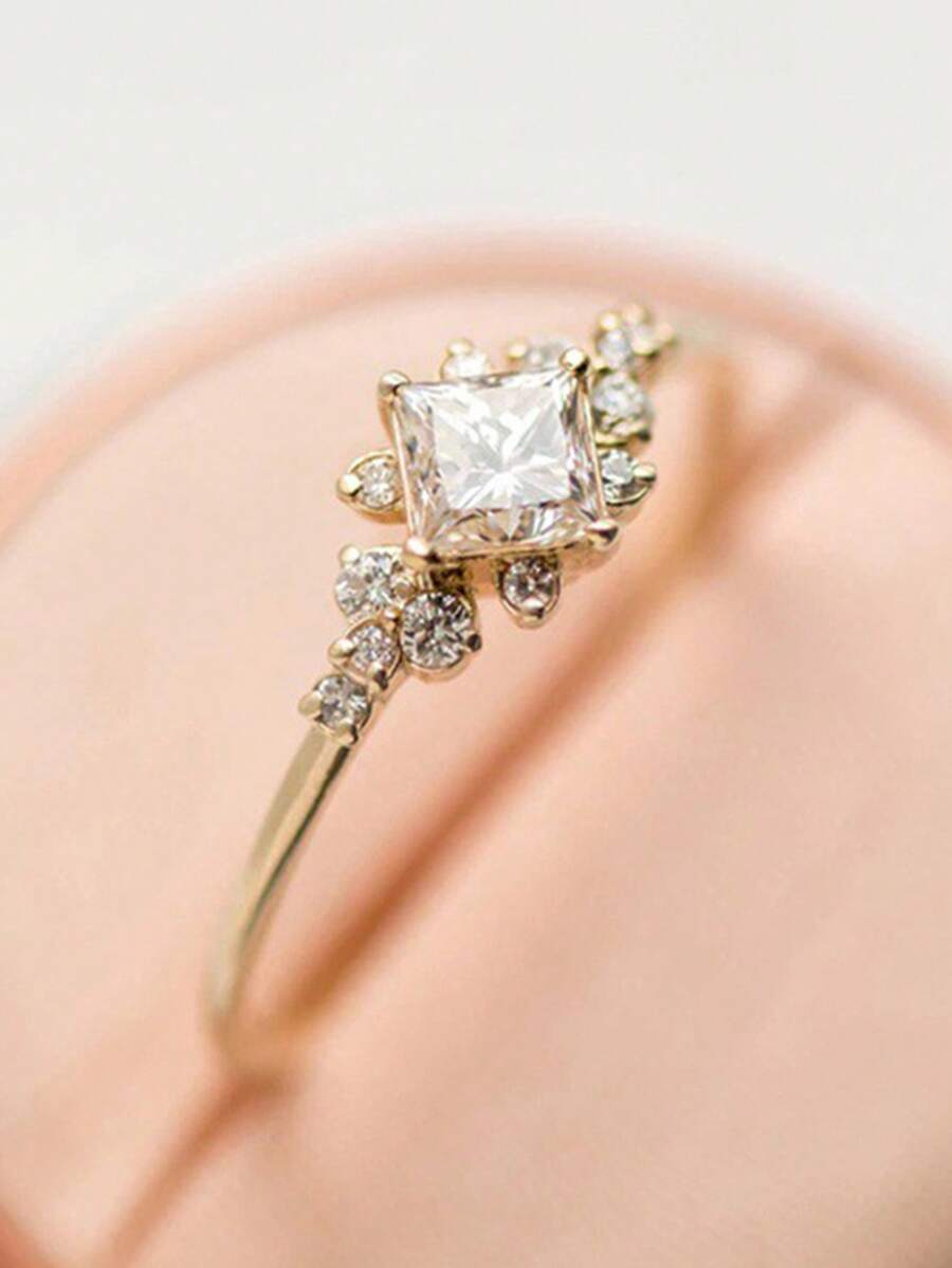 Cubic Zirconia Decor Ring - Gold - View 1