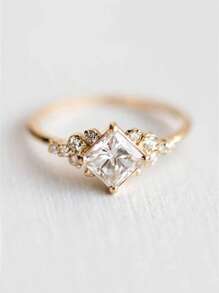 Cubic Zirconia Decor Ring - Gold - View 2