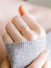 Cubic Zirconia Decor Ring - Gold - View 4