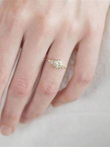 Cubic Zirconia Decor Ring - Gold - View 5