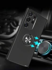 Funda de móvil unicolor con Anillo magnético Soporte - Negro - Ver 2