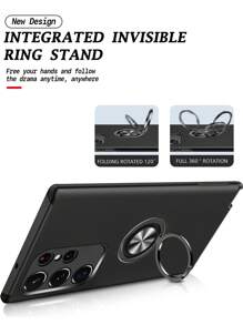 Funda de móvil unicolor con Anillo magnético Soporte - Negro - Ver 3