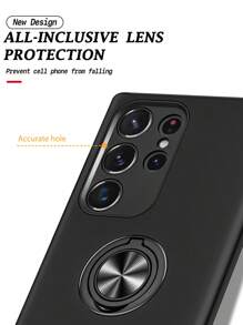 Funda de móvil unicolor con Anillo magnético Soporte - Negro - Ver 4