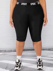 SHEIN CURVE+ Quần lót kích thước lớn Ruy băng Lá thư Giải trí - màu đen - Xem 3