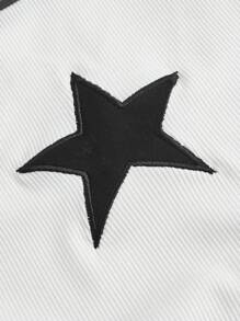 ROMWE Grunge Punk Star Print Contrast Binding Cami Top, School - White - View 3