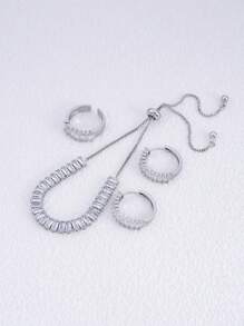 4pcs/set Cubic Zirconia Decor Jewelry Set